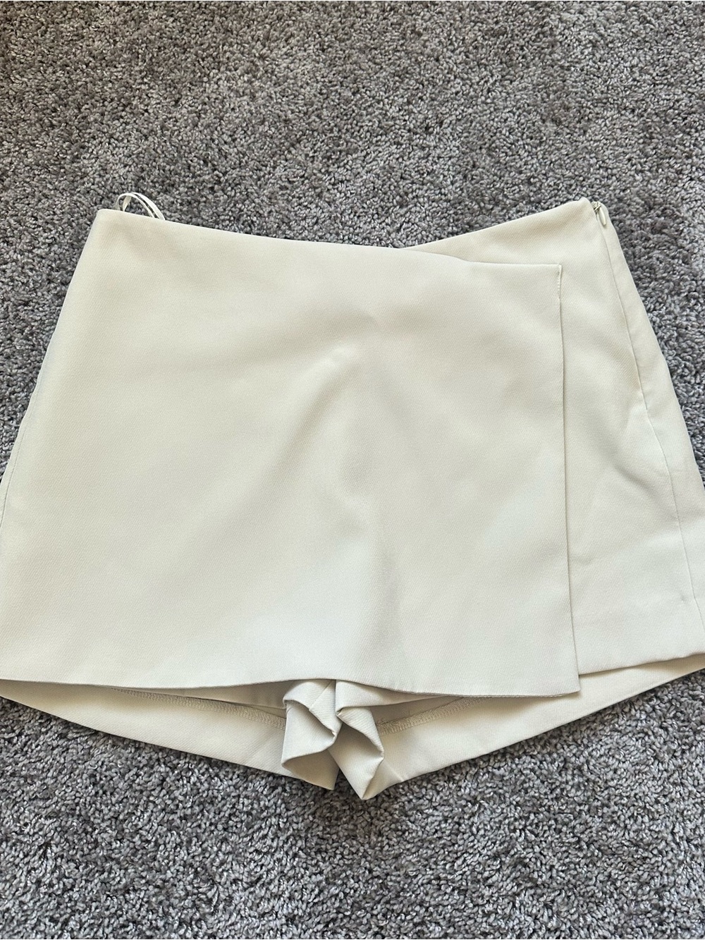 Elegant Cream Women’s Skort Shorts - Minimal Wrap Front